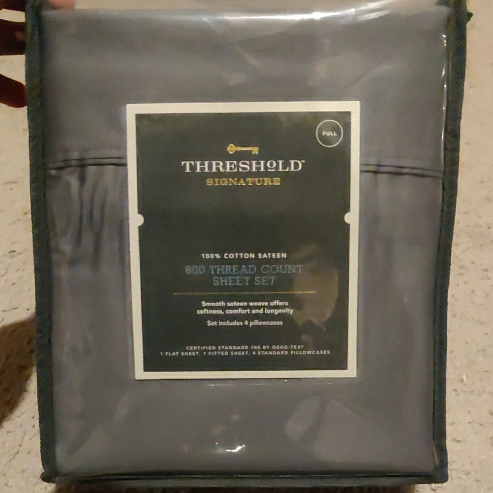 New!Threshold signature Full Bedding sheet set Luxury Gray Sateen Breathable y2k